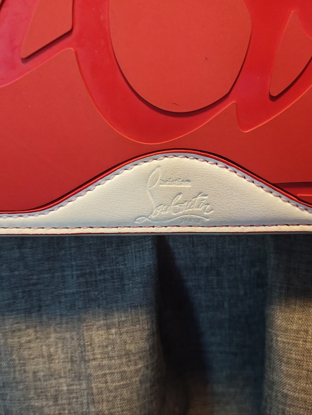 Calfskin Loubinthesky East West Cabata Tote White - Picture 16 of 16